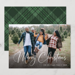 レトロセージグリーンクリスマスプレドタータンチェック写真 シーズンカード
