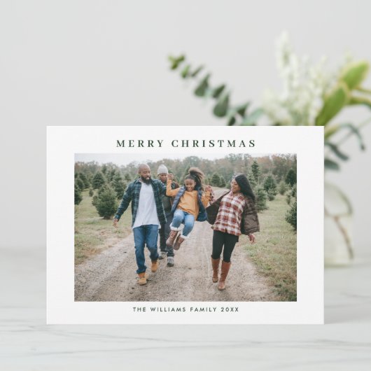 レトロセージグリーンクリスマスプレドタータンチェック写真 シーズンカード (スタンド正面)