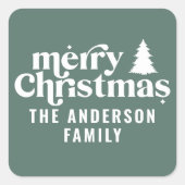 レトロセージグリーンクリスマスモダンミニマルユニーク スクエアシール (正面)