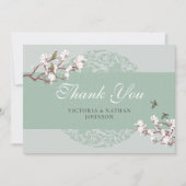 レトロセージグリーンチノ結婚イスリーありがとう サンキューカード (正面)