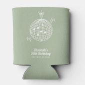レトロセージグリーンディスコボール誕生日 パーソナライズされた 缶クーラー (裏面)