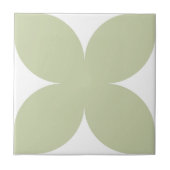 レトロセージグリーンフローラ花タルミッドセンチュリーモダン タイル (正面)