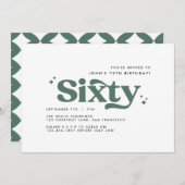 レトロセージモダングミニマルリーン60歳 招待状 (正面/裏面)