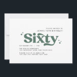 レトロセージモダングミニマルリーン60歳 招待状<br><div class="desc">60誕生日招待状ミニマルモダンシンプルレトロセージ緑と白タイポグラフィデザイン</div>