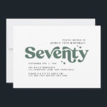 レトロセージモダングミニマルリーン70歳 招待状<br><div class="desc">第70回誕生日招待状ミニマルモダンシンプルレトロセージ緑と白タイポグラフィデザイン。</div>