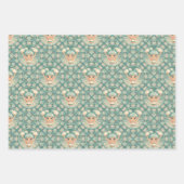 レトロセージ砂チアリーダーマンダラダイヤモンドタイル ラッピングペーパーシート (正面)