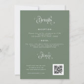 レトロセージ苔の緑すべて1つのQRコード結婚の 招待状 (裏面)