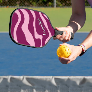 レトロゼブラカスタムストライプ波線マゼンタピンク ピックルボールラケット