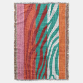 レトロゼブラスキンプリントパターンバーラップ素朴#6 スローブランケット (正面縦)
