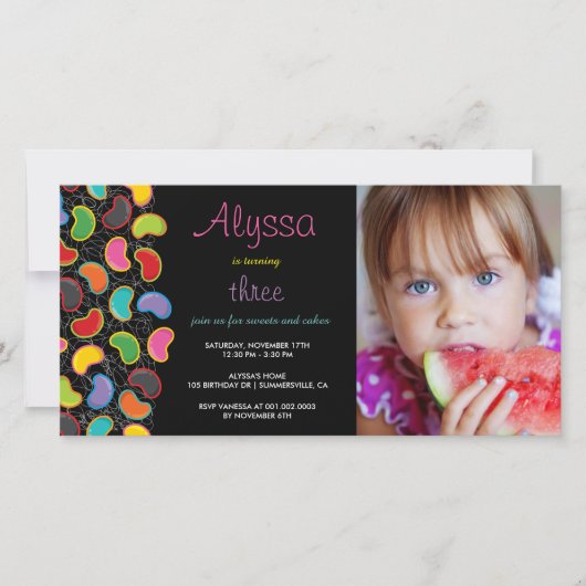 レトロゼリーポップ・アートのビーンスウィートキャンディお洒落誕生日 (正面)