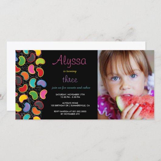 レトロゼリーポップ・アートのビーンスウィートキャンディお洒落誕生日 (正面/裏面)