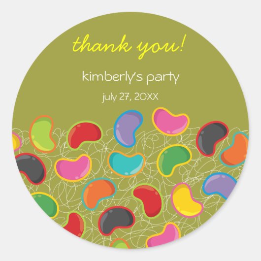 レトロゼリーポップ・アートのビーンスウィートキャンディお洒落誕生日 ラウンドシール (正面)