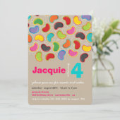 レトロゼリーポップ・アートのビーンスウィートキャンディお洒落誕生日 招待状 (スタンド正面)