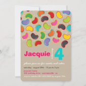 レトロゼリーポップ・アートのビーンスウィートキャンディお洒落誕生日 招待状 (正面)