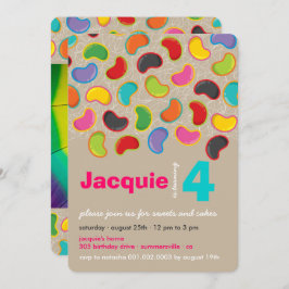 レトロゼリーポップ・アートのビーンスウィートキャンディお洒落誕生日 招待状