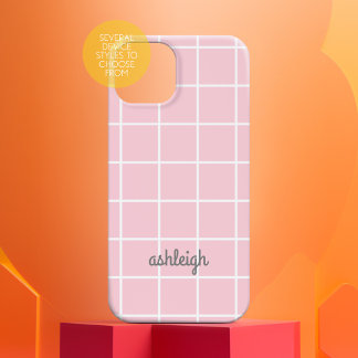 レトロソフトピンクホワイトプライド白モノグラム iPhone 16ケース