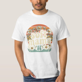 レトロソフトママヴィンテージグルービーサンセットデイジー花 Tシャツ