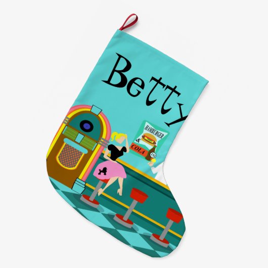 レトロソーダファウンテンクリスマスストッキング ラージクリスマスストッキング (正面 (吊り時))