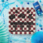 レトロソーダファウンテンショップレッドスクウェア ペーパープレート (パーティー)