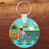 レトロソーダファウンテンボタンキーチェーン キーホルダー (正面)