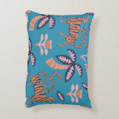 レトロタイガー、ヤシの木、花柄 アクセントクッション (裏面(縦))