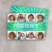 レトロタイダイティール（緑がかった色）- 8写真 – メリークリスマス シーズンカード