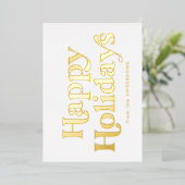 レトロタイプハッピーホリデーズノンフォト金ゴールド 箔シーズンカード (立ち正面)