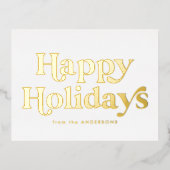 レトロタイプハッピーホリデーズノンフォト金ゴールド 箔シーズンポストカード (正面)
