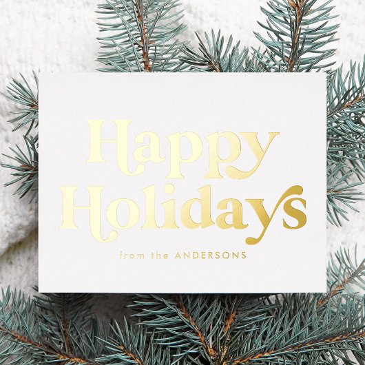レトロタイプハッピーホリデーズノンフォト金ゴールド 箔シーズンポストカード