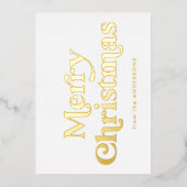 レトロタイプメリークリスマスノンフォト金ゴールド 箔シーズンカード (正面)