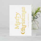 レトロタイプメリークリスマスノンフォト金ゴールド 箔シーズンカード (立ち正面)