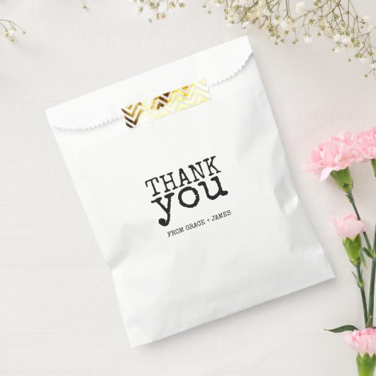 レトロタイプライターありがとうパーソナライズされたす結婚る フェイバーバッグ (封をした状態)