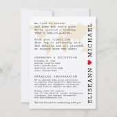 レトロタイプライターのワールドマップとハート先 セーブザデート (裏面)