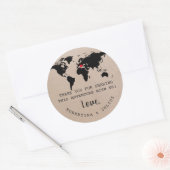 レトロタイプライターの世界地図ありがとう ラウンドシール (封筒)