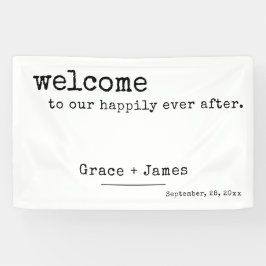 レトロタイプライタータイポグラフィ結婚歓迎 横断幕