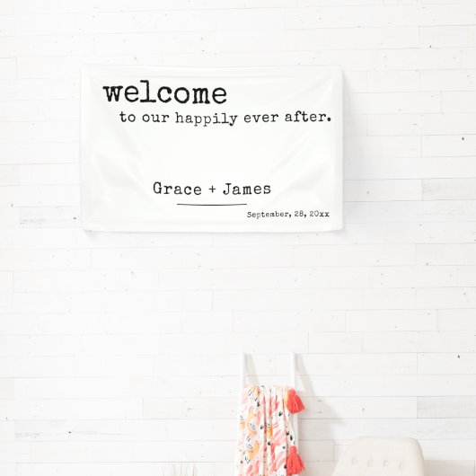 レトロタイプライタータイポグラフィ結婚歓迎 横断幕 (インサイチュ)