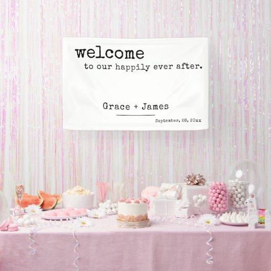 レトロタイプライタータイポグラフィ結婚歓迎 横断幕 (パーティー)