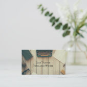 レトロタイプライターデスクQRコード名刺 名刺 (スタンド正面)