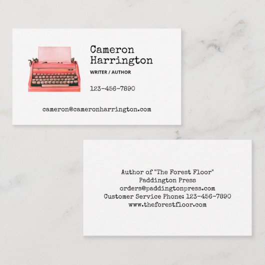レトロタイプライタープロフェッショナルショラー作家 名刺 (正面/裏面)