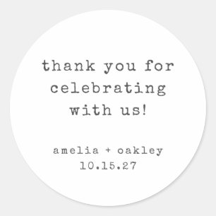 レトロタイプライターホワイトカスタムウェディングありがとう ラウンドシール
