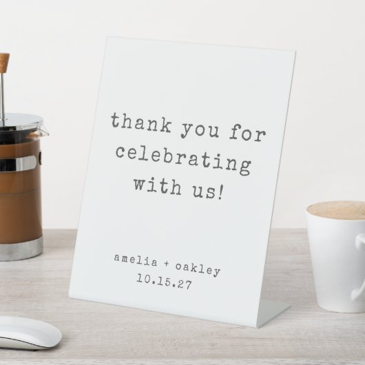 レトロタイプライターホワイトカスタムウェディングありがとう 台座サイン (インサイチュ)