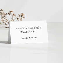 レトロタイプライターホワイトカスタムウェディングエスコートカード