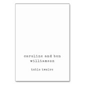 レトロタイプライターホワイトカスタムウェディングエスコートカード テーブルナンバー (正面)