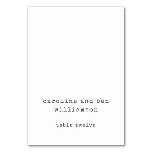 レトロタイプライターホワイトカスタムウェディングエスコートカード テーブルナンバー (正面)