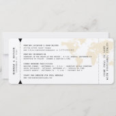 レトロタイプライター世界地図ボーディングパスチケット セーブザデート (裏面)