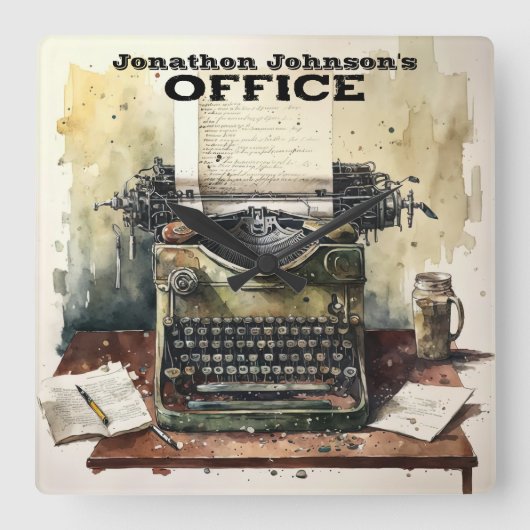 レトロタイプライター壁時計 スクエア壁時計 (正面)