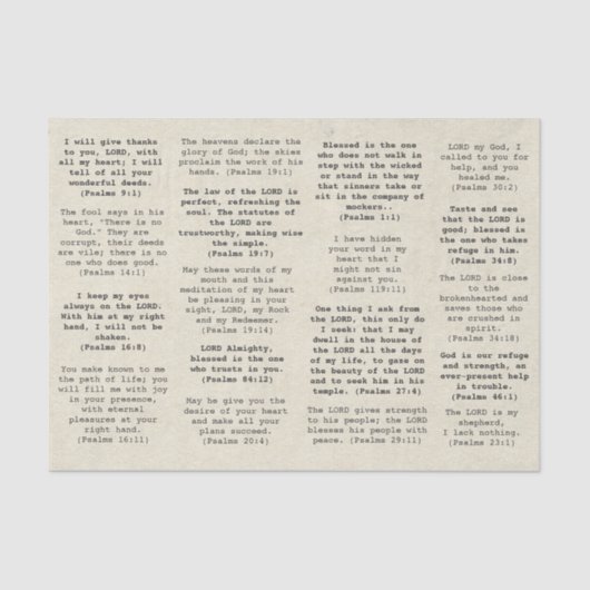 レトロタイプライター聖書の詩編の論文誌 薄葉紙 (正面)