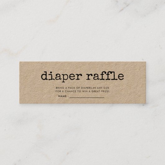 レトロタイプライター赤ちゃんシャワーおむつラッフルチケット スキニー名刺 (正面)