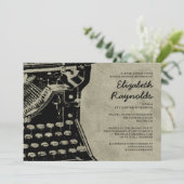 レトロタイプライター鍵ブライダルシャワー招待状 招待状 (スタンド正面)