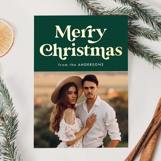 レトロタイプ緑と金ゴールド写真 箔シーズンカード